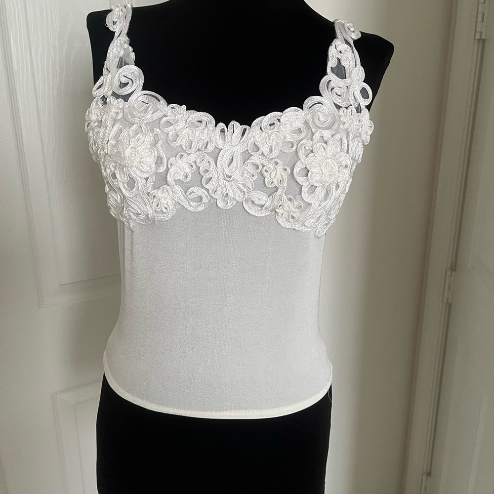 4 Stylish Lace Embellished Tank Tops 1 white & 3 black